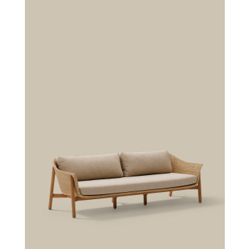Καναπές 3 θέσεων Galea από μασίφ teak και συνθετικό rattan 223 cm FSC 100%