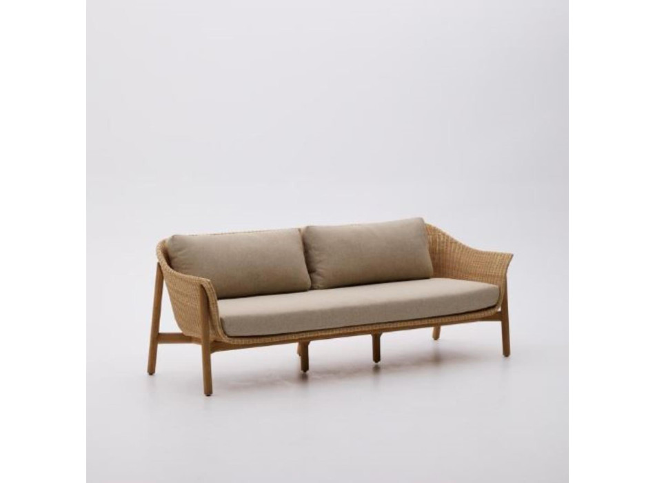 Καναπές 3 θέσεων Galea από μασίφ teak και συνθετικό rattan 223 cm FSC 100%
