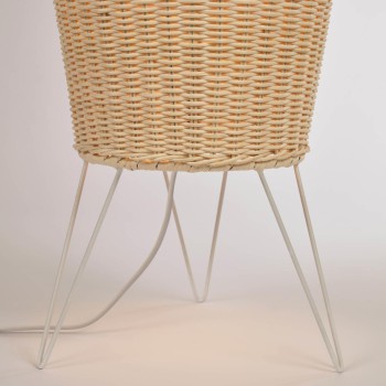 Μεγάλο επιδαπέδιο φωτιστικό rattan Kamaria με φυσικό φινίρισμα
