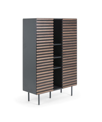 Βιβλιοθήκη Kesia 105 x 155 εκ. καρυδιά, ματ γραφίτης MDF