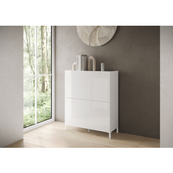 Μπουφές/Βάση Τηλεόρασης/Ψηλός Μπουφές Solaria Gloss White - Μπουφές Solaria Gloss White με 4 Πόρτες Ψηλός 90x35x110 cm