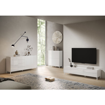 Μπουφές/Βάση Τηλεόρασης/Ψηλός Μπουφές Solaria Gloss White - Μπουφές Solaria Gloss White με 4 Πόρτες Ψηλός 90x35x110 cm