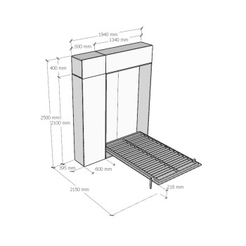 Mod.Kentaro 1,5 queen size κρεβάτι 120 - Kentaro 1,5 queen size πτυσσόμενο κρεβάτι 120 με λευκά έπιπλα σε χρώμα μελιάς