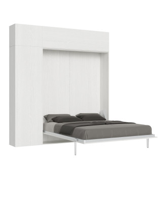 Mod.Kentaro Matrimoniale 160 - 160 Πτυσσόμενο διπλό κρεβάτι Kentaro με έπιπλα από λευκό φλαμουριά