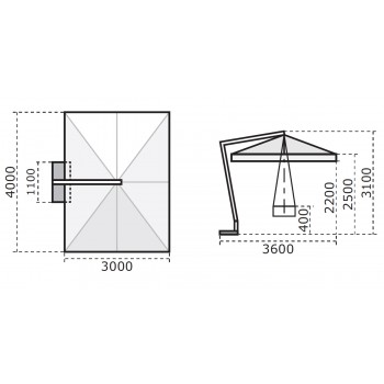 Ομπρέλα βραχίονα Rimini 3x4 m C3040 RIB Scolaro