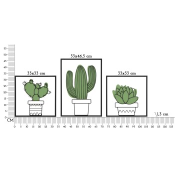 ΣΕΤ ΠΑΝΕΛ ΤΟΙΧΟΥ CACTUS 3 ΤΕΜΑΧΙΑ 33X1,3X46,5-33X1,3X33