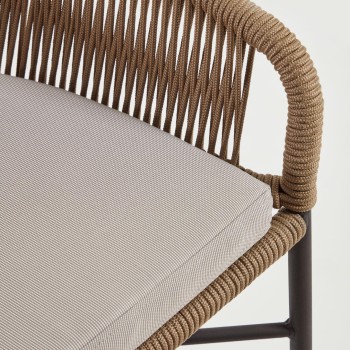 Σκαμπό Yanet σε μπεζ σχοινί, ύψος 65 cm, μπεζ, ύψος 65 cm