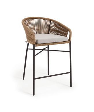Σκαμπό Yanet σε μπεζ σχοινί, ύψος 65 cm, μπεζ, ύψος 65 cm