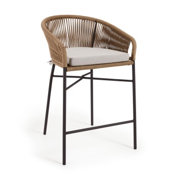 Σκαμπό Yanet σε μπεζ σχοινί, ύψος 65 cm, μπεζ, ύψος 65 cm