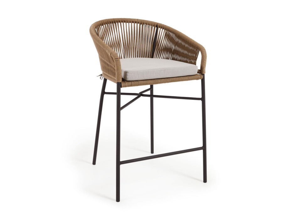 Σκαμπό Yanet σε μπεζ σχοινί, ύψος 65 cm, μπεζ, ύψος 65 cm
