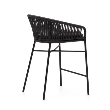 Σκαμπό Yanet σε μαύρο σχοινί, ύψος 65 cm, μαύρο, ύψος 65 cm