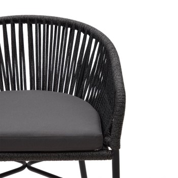 Σκαμπό Yanet σε μαύρο σχοινί, ύψος 65 cm, μαύρο, ύψος 65 cm