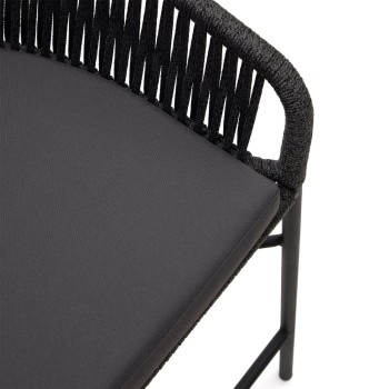Σκαμπό Yanet σε μαύρο σχοινί, ύψος 65 cm, μαύρο, ύψος 65 cm