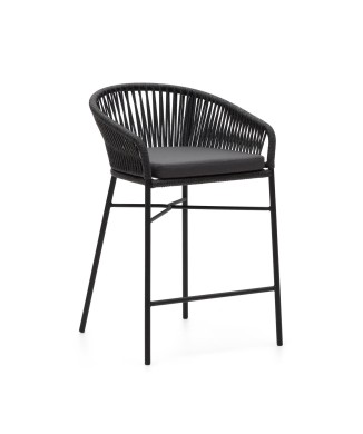Σκαμπό Yanet σε μαύρο σχοινί, ύψος 65 cm, μαύρο, ύψος 65 cm