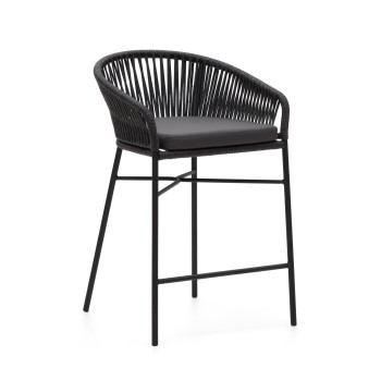 Σκαμπό Yanet σε μαύρο σχοινί, ύψος 65 cm, μαύρο, ύψος 65 cm