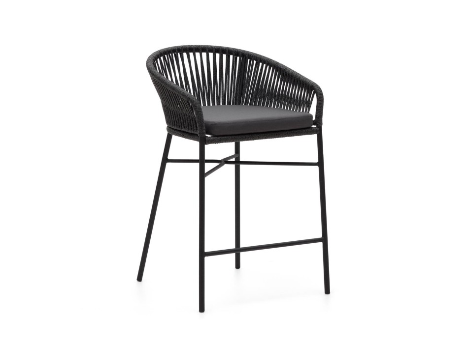 Σκαμπό Yanet σε μαύρο σχοινί, ύψος 65 cm, μαύρο, ύψος 65 cm