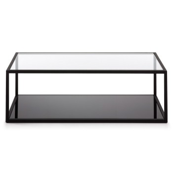 Ορθογώνιο τραπεζάκι σαλονιού Blackhill 110 x 60 εκ., μαύρο διαφανές γυαλί