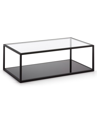 Ορθογώνιο τραπεζάκι σαλονιού Blackhill 110 x 60 εκ., μαύρο διαφανές γυαλί
