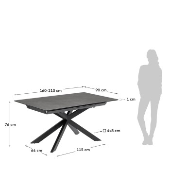 Επεκτεινόμενο τραπέζι Atminda 160 (210) x 90 cm από πορσελάνη