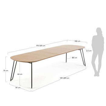 Επεκτεινόμενο τραπέζι Novac 170 (320) x 100 cm, φυσικό ξύλο βελανιδιάς