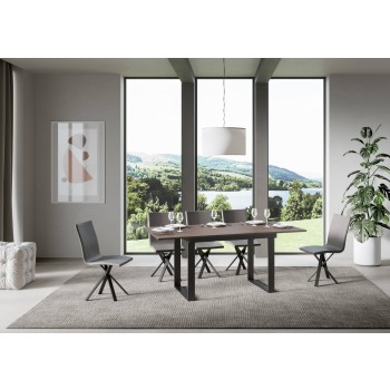 Τραπέζι Bandos - Επεκτεινόμενο τραπέζι 90x120/180 εκ. Bandos Λευκό μελιά σε ανθρακί χρώμα
