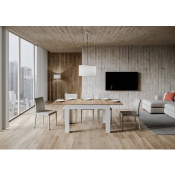 Τραπέζι Bibi - Επεκτεινόμενο τραπέζι 90x120/180 cm Bibi Mix με λευκή επιφάνεια σπάτουλας και ανθρακί βάση σπάτουλας