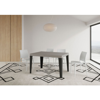Τραπέζι Flame Premium με ανθρακί πόδια D.90 - Επεκτεινόμενο τραπέζι 120/224x90 εκ. Flame Premium λευκό μελιάς με ανθρακί πόδια