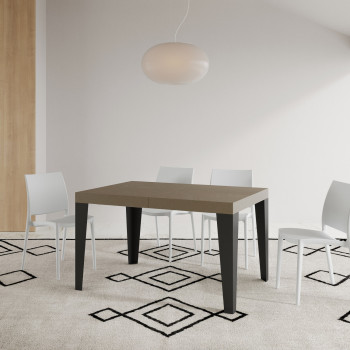 Τραπέζι Flame Premium με ανθρακί πόδια D.90 - Επεκτεινόμενο τραπέζι 120/224x90 εκ. Flame Premium λευκό μελιάς με ανθρακί πόδια