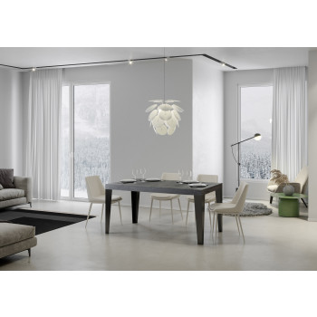 Τραπέζι Flame Premium με ανθρακί πόδια D.90 - Επεκτεινόμενο τραπέζι 120/224x90 εκ. Flame Premium λευκό μελιάς με ανθρακί πόδια
