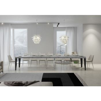Τραπέζι Flame Premium με ανθρακί πόδια D.90 - Επεκτεινόμενο τραπέζι 140/400x90 εκ. Flame Premium λευκό μελιάς με ανθρακί πόδια