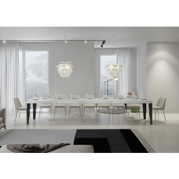 Τραπέζι Flame Premium με ανθρακί πόδια D.90 - Επεκτεινόμενο τραπέζι 140/400x90 εκ. Flame Premium λευκό μελιάς με ανθρακί πόδια