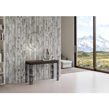 Διπλό Τραπέζι Ghibli - 120/200x45/90 cm Διπλό Πτυσσόμενο Τραπέζι Ghibli από Φυσική Δρυ με Ανθρακί Πλαίσιο