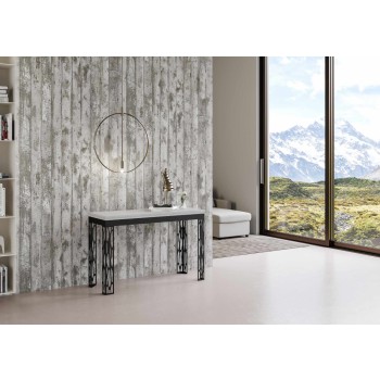 Διπλό Τραπέζι Ghibli - 120/200x45/90 cm Διπλό Πτυσσόμενο Τραπέζι Ghibli από Φυσική Δρυ με Ανθρακί Πλαίσιο