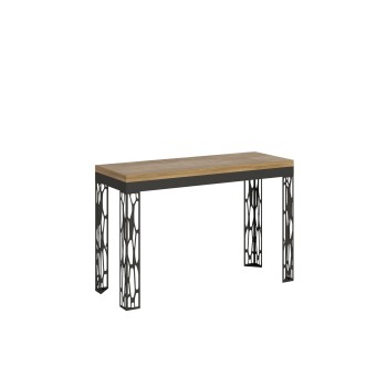 Διπλό Τραπέζι Ghibli - 120/200x45/90 cm Διπλό Πτυσσόμενο Τραπέζι Ghibli από Φυσική Δρυ με Ανθρακί Πλαίσιο