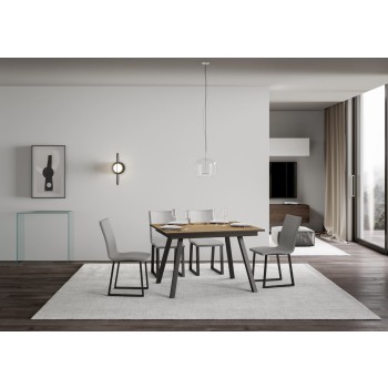 Τραπέζι Mirhi - Επεκτεινόμενο τραπέζι 90x120/180 εκ. Mirhi Λευκό μελιά ανθρακί σκελετός