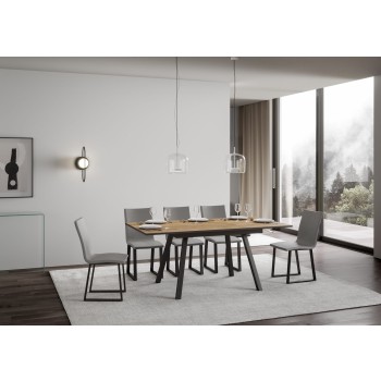 Τραπέζι Mirhi - Επεκτεινόμενο τραπέζι 90x120/180 εκ. Mirhi Λευκό μελιά ανθρακί σκελετός