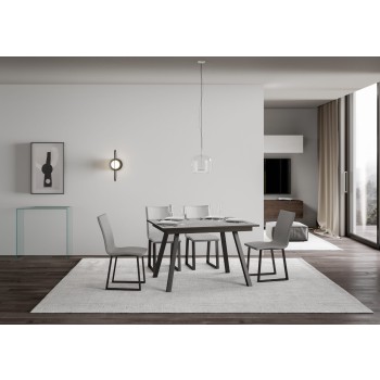 Τραπέζι Mirhi - Επεκτεινόμενο τραπέζι 90x120/180 εκ. Mirhi Λευκό μελιά ανθρακί σκελετός