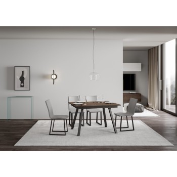 Τραπέζι Mirhi - Επεκτεινόμενο τραπέζι 90x120/180 εκ. Mirhi Λευκό μελιά ανθρακί σκελετός