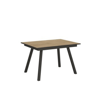 Τραπέζι Mirhi - Επεκτεινόμενο τραπέζι 90x120/180 εκ. Mirhi Λευκό μελιά ανθρακί σκελετός