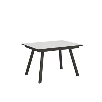 Τραπέζι Mirhi - Επεκτεινόμενο τραπέζι 90x120/180 εκ. Mirhi Λευκό μελιά ανθρακί σκελετός