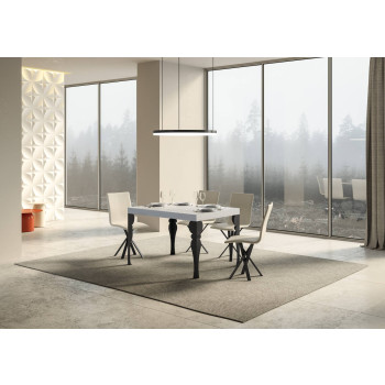 Τραπέζι Paxon Premium με ανθρακί πόδια D.90 - Επεκτεινόμενο τραπέζι 130/234x90 cm Paxon Premium λευκό μελιάς με ανθρακί πόδια