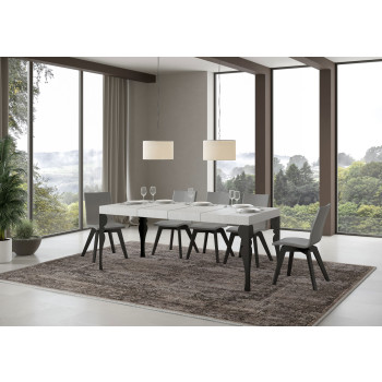 Τραπέζι Paxon Premium με ανθρακί πόδια D.90 - Επεκτεινόμενο τραπέζι 130/234x90 cm Paxon Premium λευκό μελιάς με ανθρακί πόδια