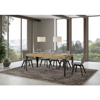 Τραπέζι Paxon Premium με ανθρακί πόδια D.90 - Επεκτεινόμενο τραπέζι 130/234x90 cm Paxon Premium λευκό μελιάς με ανθρακί πόδια