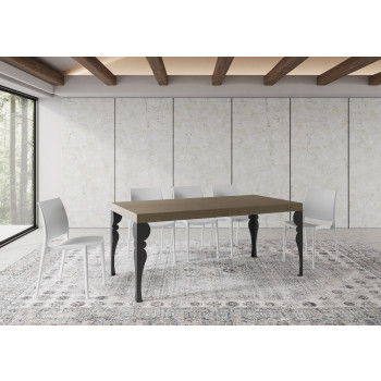 Τραπέζι Paxon Premium με ανθρακί πόδια D.90 - Επεκτεινόμενο τραπέζι 200/460x90 cm Paxon Premium λευκό μελιάς με ανθρακί πόδια