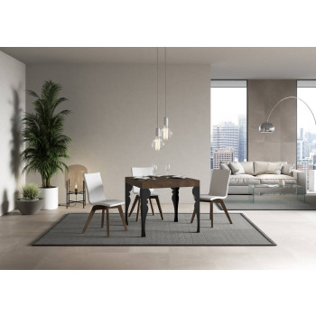 Τραπέζι Paxon Premium με ανθρακί πόδια D.90 - Επεκτεινόμενο τραπέζι 90/246x90 cm Paxon Premium λευκό μελιάς με ανθρακί πόδια