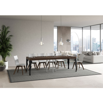 Τραπέζι Paxon Premium με ανθρακί πόδια D.90 - Επεκτεινόμενο τραπέζι 90/246x90 cm Paxon Premium λευκό μελιάς με ανθρακί πόδια