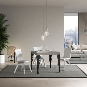 Τραπέζι Paxon Premium με ανθρακί πόδια D.90 - Επεκτεινόμενο τραπέζι 90/246x90 cm Paxon Premium λευκό μελιάς με ανθρακί πόδια