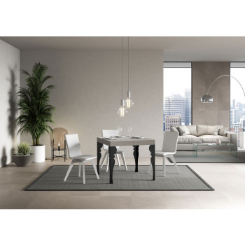 Τραπέζι Paxon Premium με ανθρακί πόδια D.90 - Επεκτεινόμενο τραπέζι 90/246x90 cm Paxon Premium λευκό μελιάς με ανθρακί πόδια