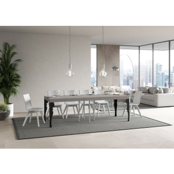 Τραπέζι Paxon Premium με ανθρακί πόδια D.90 - Επεκτεινόμενο τραπέζι 90/246x90 cm Paxon Premium λευκό μελιάς με ανθρακί πόδια