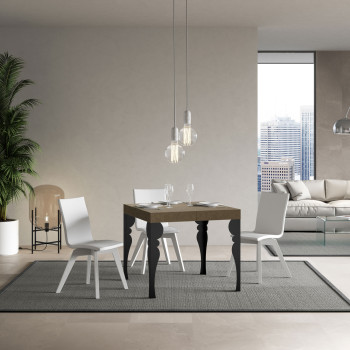 Τραπέζι Paxon Premium με ανθρακί πόδια D.90 - Επεκτεινόμενο τραπέζι 90/246x90 cm Paxon Premium λευκό μελιάς με ανθρακί πόδια